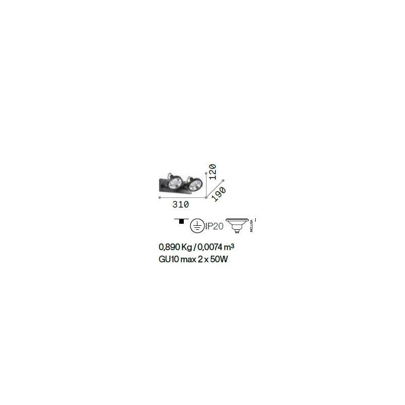 FARETTO DA SOFFITTO A 2 SPOT LED GU10 ORIENTABILI IN METALLO BIANCO O NERO CRISTALENSI - Cristalensi Shop Online