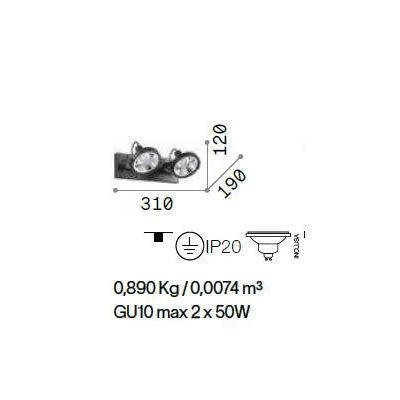 FARETTO DA SOFFITTO A 2 SPOT LED GU10 ORIENTABILI IN METALLO BIANCO O NERO CRISTALENSI - Cristalensi Shop Online