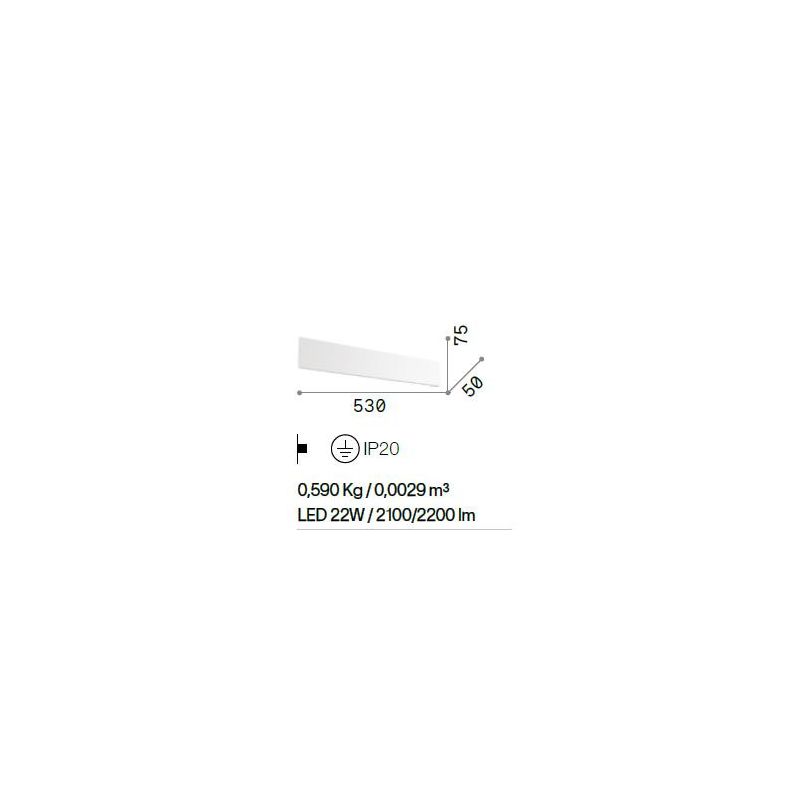 APPLIQUE MODERNA RETTANGOLARE LED 22W LUCE 3000K O 4000K IN ALLUMINIO BIANCO CRISTALENSI - Cristalensi Shop Online