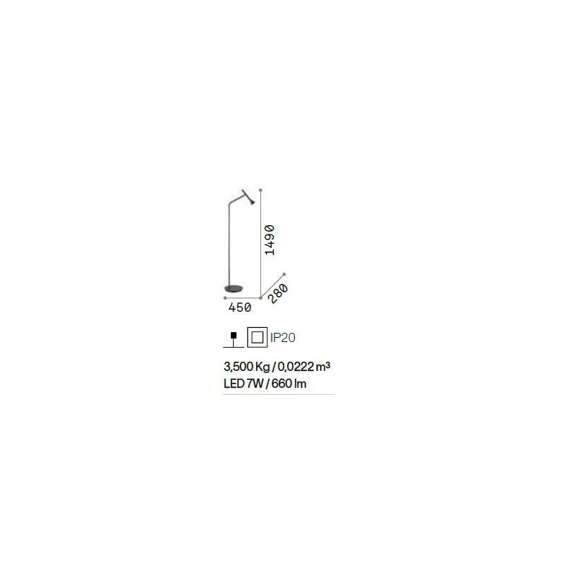 LAMPADA DA TERRA ORIENTABILE H150 CM LED 7W LUCE 3000K METALLO IN 3 COLORI CRISTALENSI - Cristalensi Shop Online
