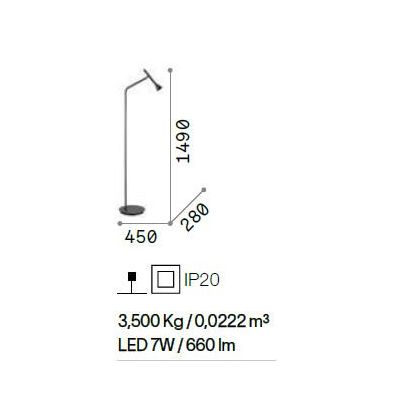 LAMPADA DA TERRA ORIENTABILE H150 CM LED 7W LUCE 3000K METALLO IN 3 COLORI CRISTALENSI - Cristalensi Shop Online