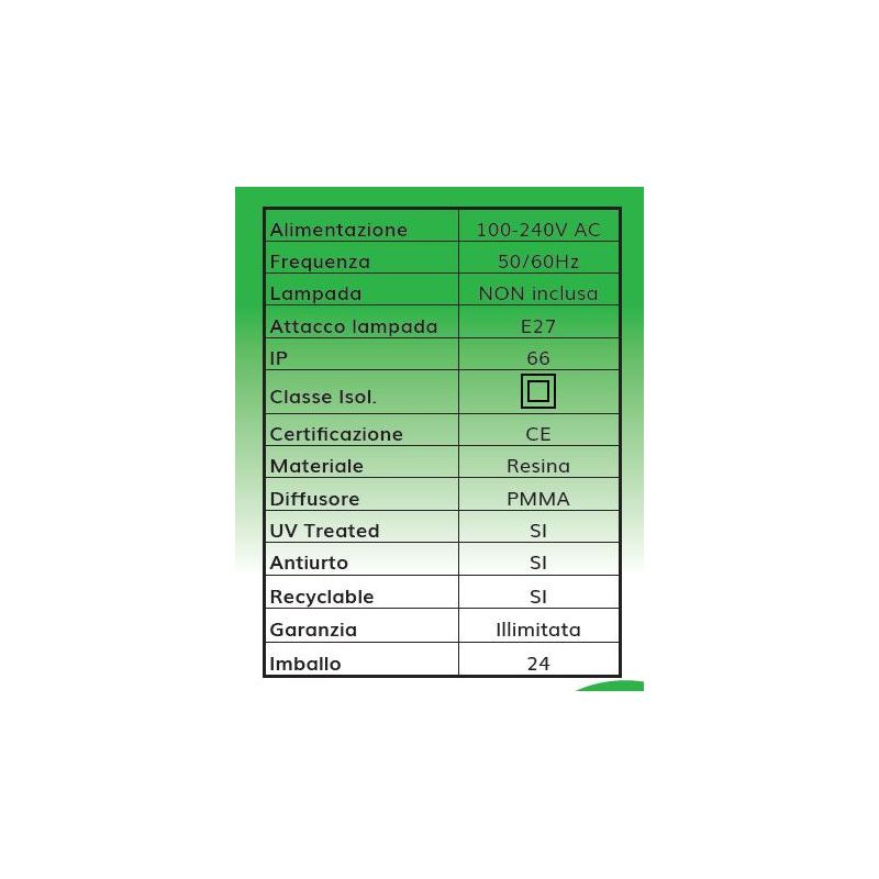 LETI 300 INCASSO IN RESINA NERA, BIANCA O GRIGIA E SCHERMO BIANCO IP66 CON PORTALAMPADE 1XE27 DARK LIGHT - Cristalensi Shop Onli