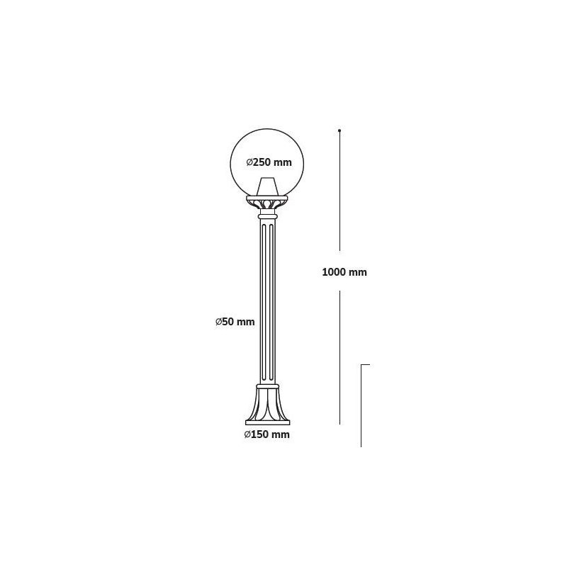 MIZAR GLOBO 25 PALO IN RESINA BIANCA CON SFERA TRASPARENTE FUME' O BIANCO LATTE IP55 DARK LIGHT - Cristalensi Shop Online