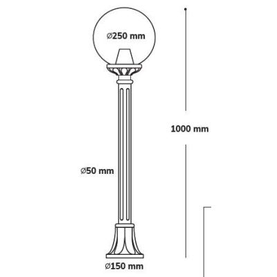 MIZAR GLOBO 25 PALO IN RESINA BIANCA CON SFERA TRASPARENTE FUME' O BIANCO LATTE IP55 DARK LIGHT - Cristalensi Shop Online