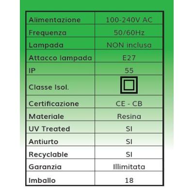 SICHEM ANNA SOSPENSIONE IN RESINA BIANCA O NERA IP55 LANTERNA CLASSICA ECONOMICA DARK LIGHT - Cristalensi Shop Online