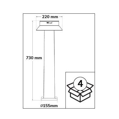 FELICE PALO NERO H73 CM IP55 AD ENERGIA SOLARE E CON SENSORE DI MOVIMENTO LED 2W DARK LIGHT - Cristalensi Shop Online