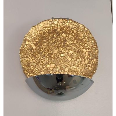 DEIMOS LAMPADA DA PARETE CON BASE CROMO E VETRO DORATO FB Braga - Cristalensi Shop Online