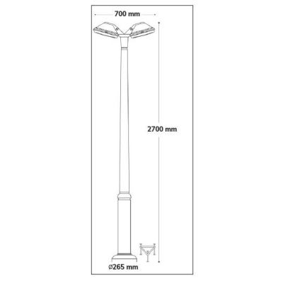 EKTOR-ROSA LAMPIONE A DUE LUCI ALTEZZA 2,7 MT IN RESINA NERA,BIANCA O GRIGIA IP66 MADE IN ITALY FUMAGALLI DARK LIGHT - Cristalen