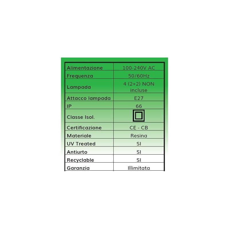 EKTOR-ROSA LAMPIONE A DUE LUCI ALTEZZA 2,7 MT IN RESINA NERA,BIANCA O GRIGIA IP66 MADE IN ITALY FUMAGALLI DARK LIGHT - Cristalen