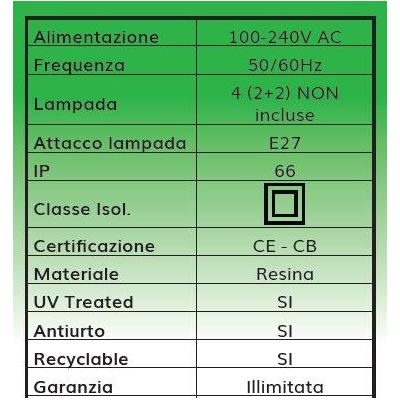 EKTOR-ROSA LAMPIONE A DUE LUCI ALTEZZA 2,7 MT IN RESINA NERA,BIANCA O GRIGIA IP66 MADE IN ITALY FUMAGALLI DARK LIGHT - Cristalen