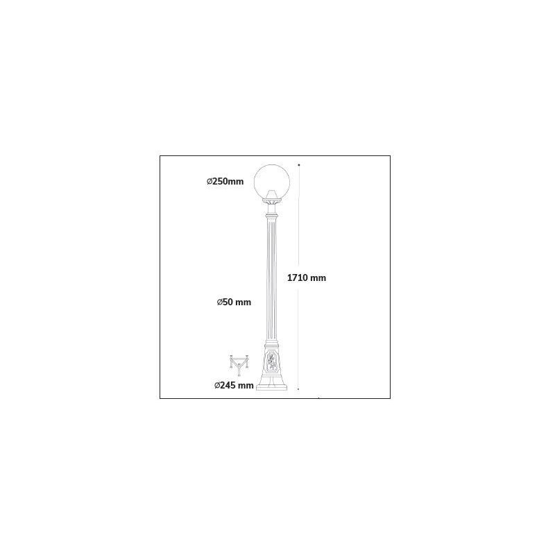ARTU G250 LAMPIONE CON DIFFUSORE GLOBO D25CM IN RESINA BIANCA ALTEZZA 170 CM IP55 DARK LIGHT - Cristalensi Shop Online