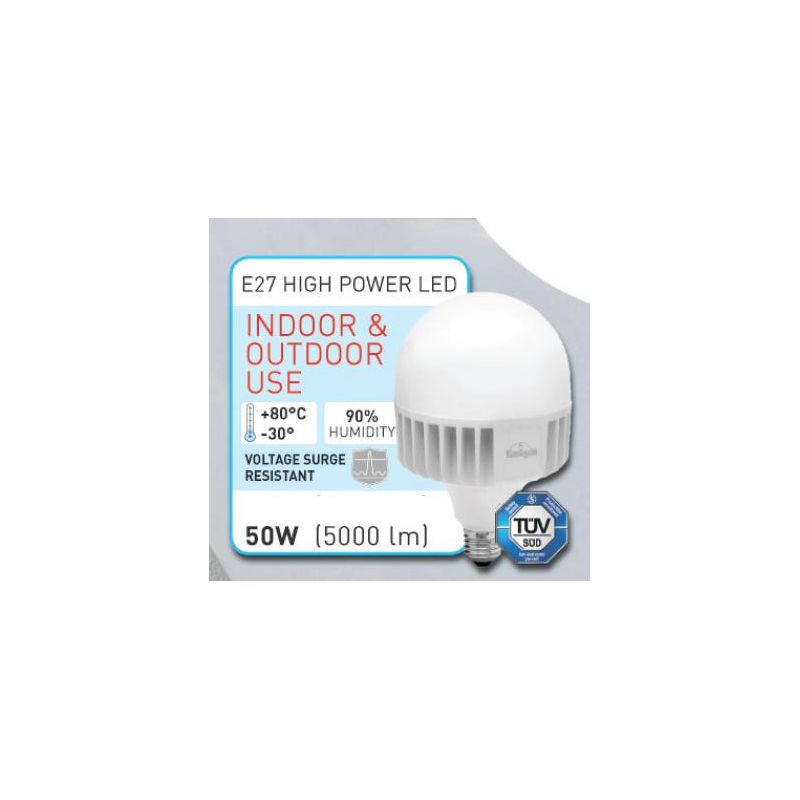LAMPADA LED E27 DIAMETRO 11,8CM 50W 5000 LUMEN LUCE 3000K O 4000K HIGH POWER DARK LIGHT - Cristalensi Shop Online