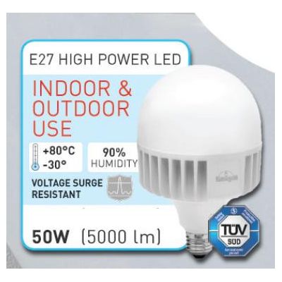 LAMPADA LED E27 DIAMETRO 11,8CM 50W 5000 LUMEN LUCE 3000K O 4000K HIGH POWER DARK LIGHT - Cristalensi Shop Online