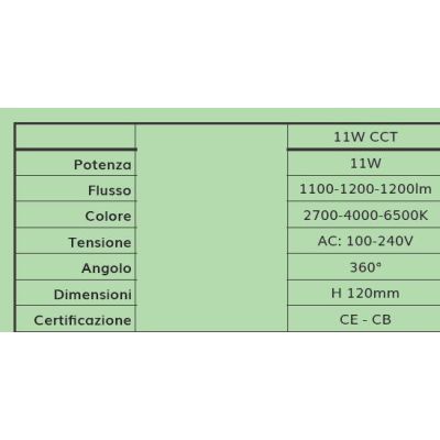 LAMPADINA LED CCT E27 DIAMETRO 6CM LED 11W LUCE 2700,4000,6500K A SCELTA DARK LIGHT - Cristalensi Shop Online