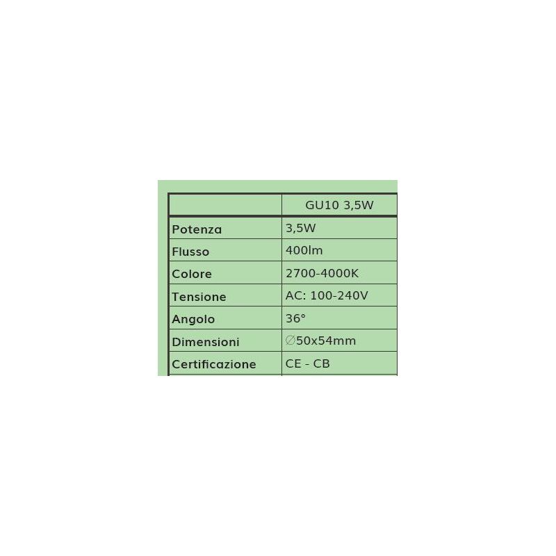 LAMPADINA LED CCT GU10 DIAMETRO 5CM LED 3,5W LUCE 2700K,4000K A SCELTA DARK LIGHT - Cristalensi Shop Online