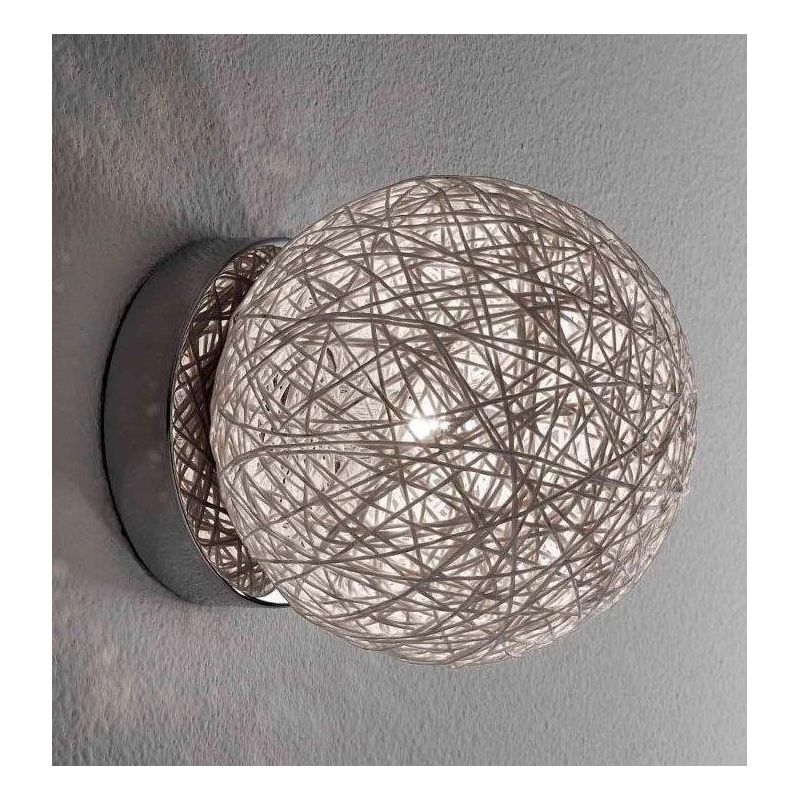 NIDO MEDIA PLAFONIERA IN CORDA BIANCA INCOLLATA DIAMETRO 18 CM Illuminando - Cristalensi Shop Online