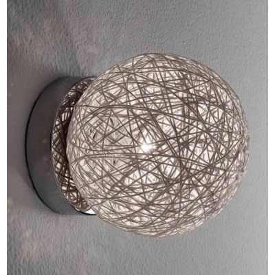 NIDO MEDIA PLAFONIERA IN CORDA BIANCA INCOLLATA DIAMETRO 18 CM Illuminando - Cristalensi Shop Online