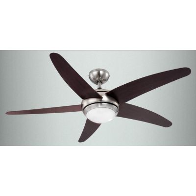 FABIOLA VENTILATORE CON LUCE IN ACCIAIO SATINATO E PALE WENGE' DIAMETRO 132 CM Globo Lighting - Cristalensi Shop Online