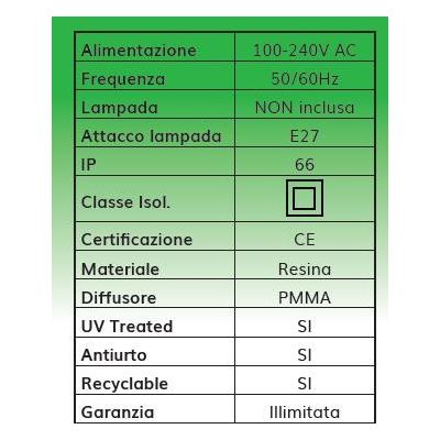 LETI 300 HS FARETTO RETTANGOLARE DA INCASSO IP66 IN RESINA BIANCA,GRIGIA O NERA MADE IN ITALY DARK LIGHT - Cristalensi Shop Onli