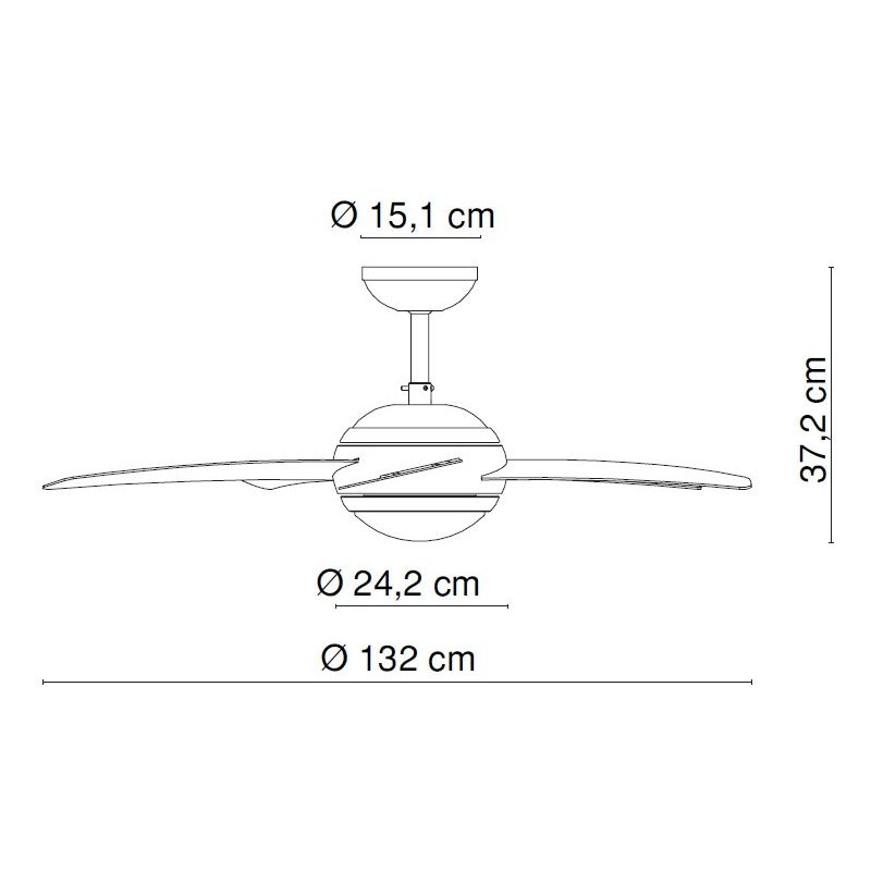FABIOLA VENTILATORE CON LUCE IN ACCIAIO SATINATO E PALE WENGE' DIAMETRO 132 CM Globo Lighting - Cristalensi Shop Online