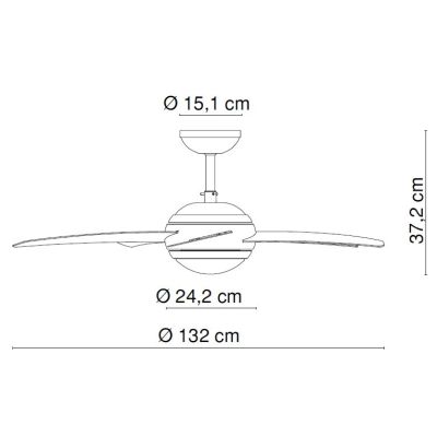 FABIOLA VENTILATORE CON LUCE IN ACCIAIO SATINATO E PALE WENGE' DIAMETRO 132 CM Globo Lighting - Cristalensi Shop Online