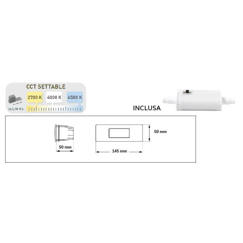 NINA 150 FARETTO RETTANGOLARE DA INCASSO IP55 IN RESINA 3 COLORI MADE IN ITALY DARK LIGHT - Cristalensi Shop Online