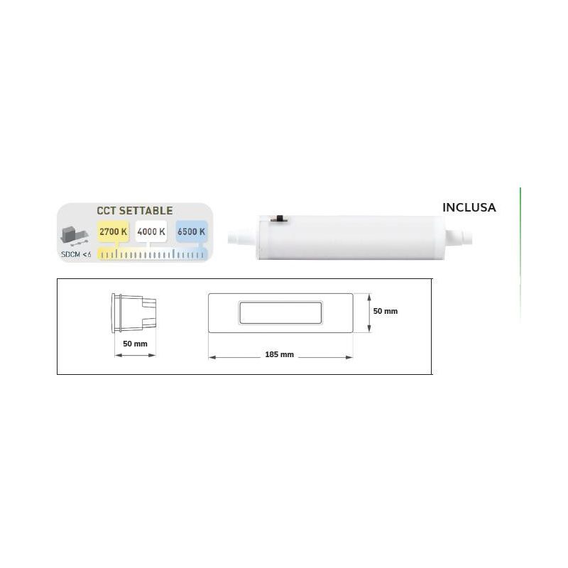 NINA 190 FARETTO RETTANGOLARE DA INCASSO IP55 IN RESINA 3 COLORI MADE IN ITALY DARK LIGHT - Cristalensi Shop Online