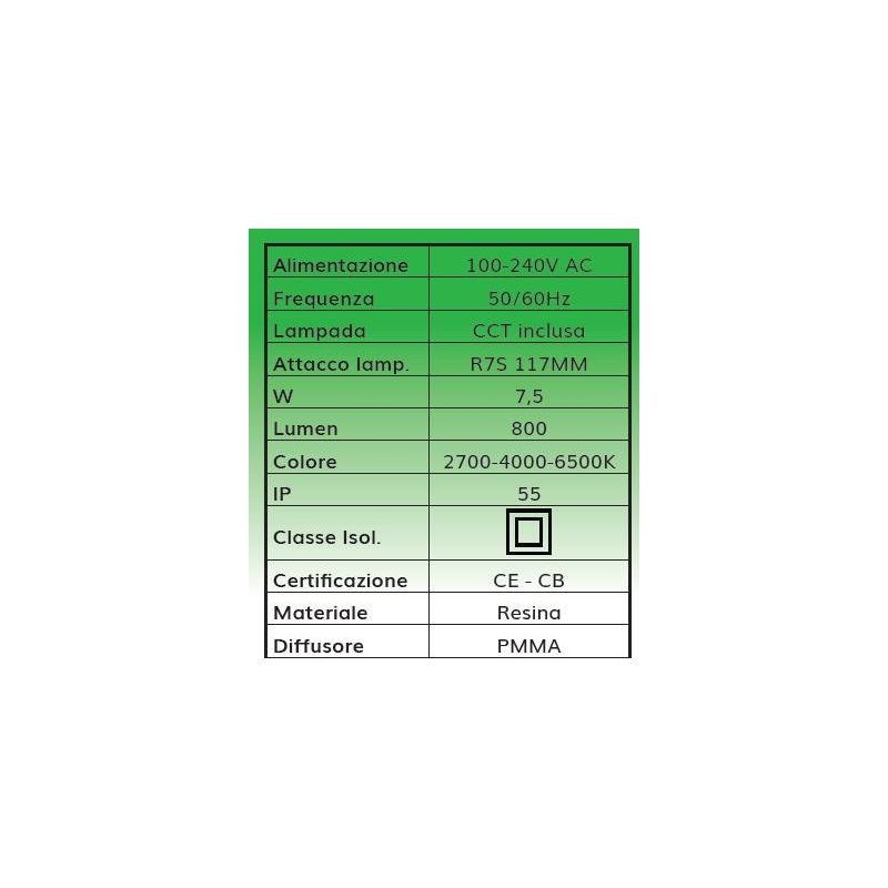 NINA 190 FARETTO RETTANGOLARE DA INCASSO IP55 IN RESINA 3 COLORI MADE IN ITALY DARK LIGHT - Cristalensi Shop Online