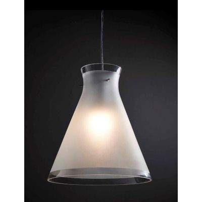 BILLY GRANDE DIAMETRO 30 CM SOSPENSIONE IN VETRO SOFFIATO SABBIATO ESTERNO Illuminando - Cristalensi Shop Online