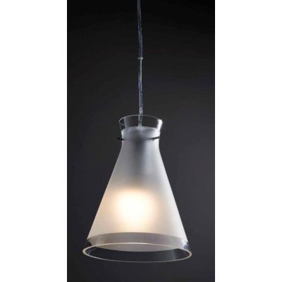 BILLY MEDIA SOSPENSIONE IN VETRO SOFFIATO DIAMETRO 19 CM SABBIATA BORDO TRASPARENTE Illuminando - Cristalensi Shop Online