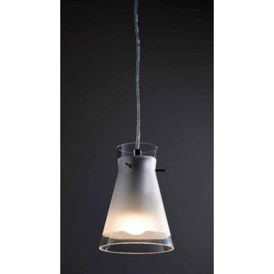 BILLY PICCOLA SOSPENSIONE IN VETRO SOFFIATO DIAMETRO 12 CM SABBIATA BORDO TRASPARENTE Illuminando - Cristalensi Shop Online