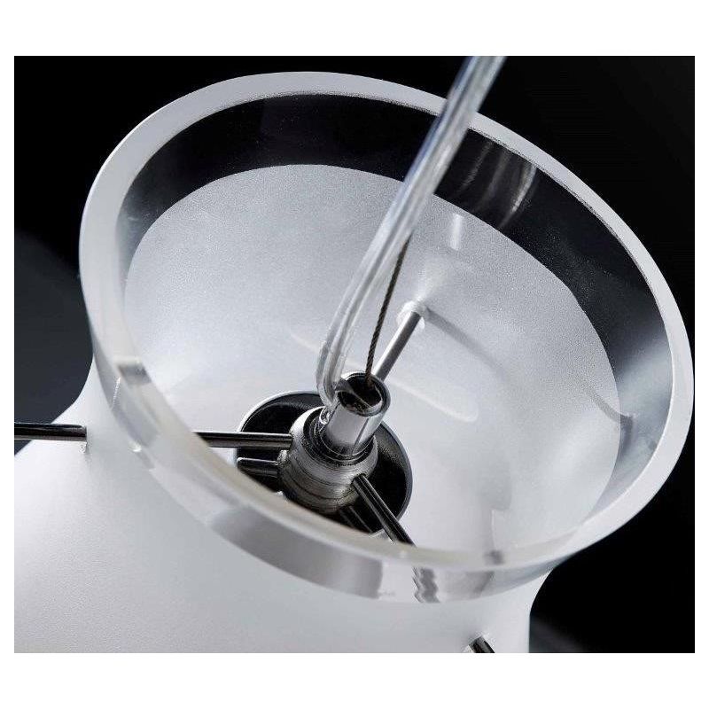 BILLY PICCOLA SOSPENSIONE IN VETRO SOFFIATO DIAMETRO 12 CM SABBIATA BORDO TRASPARENTE Illuminando - Cristalensi Shop Online