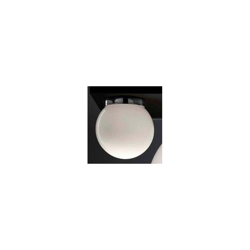 SFERA PICCOLA PLAFONIERA IN VETRO BIANCO LUCIDO MONTATURA CROMO DIAMETRO 15 CM Illuminando - Cristalensi Shop Online
