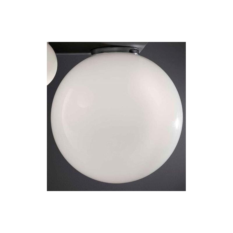 SFERA GRANDE PLAFONIERA IN VETRO BIANCO LUCIDO MONTATURA CROMO DIAMETRO 40 CM Illuminando - Cristalensi Shop Online