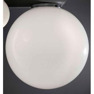 SFERA GRANDE PLAFONIERA IN VETRO BIANCO LUCIDO MONTATURA CROMO DIAMETRO 40 CM Illuminando - Cristalensi Shop Online