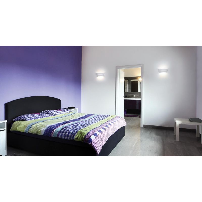 8342 APPLIQUE DA PARETE IN CERAMICA EFFETTO GESSO VERNICIABILE BIEMISSIONE DI LUCE 9010 BELFIORE - Cristalensi Shop Online