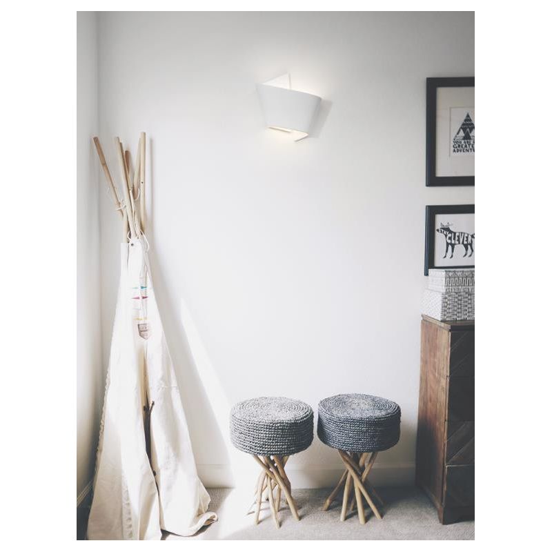 2498 APPLIQUE SINUOSA IN CERAMICA EFFETTO GESSO VERNICIABILE BIEMISSIONE DI LUCE 9010 BELFIORE - Cristalensi Shop Online