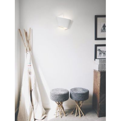 2498 APPLIQUE SINUOSA IN CERAMICA EFFETTO GESSO VERNICIABILE BIEMISSIONE DI LUCE 9010 BELFIORE - Cristalensi Shop Online