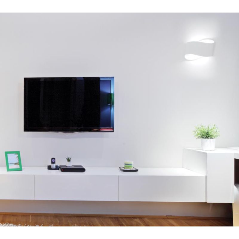 2503 APPLIQUE MODERNA IN CERAMICA EFFETTO GESSO VERNICIABILE BIEMISSIONE DI LUCE 9010 BELFIORE - Cristalensi Shop Online