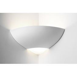 7949 APPLIQUE ANGOLARE IN CERAMICA EFFETTO GESSO BIEMISSIONE DIFFUSORE IN VETRO MADE IN ITALY 9010 BELFIORE - Cristalensi Shop O