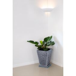 7949 APPLIQUE ANGOLARE IN CERAMICA EFFETTO GESSO BIEMISSIONE DIFFUSORE IN VETRO MADE IN ITALY 9010 BELFIORE - Cristalensi Shop O 2