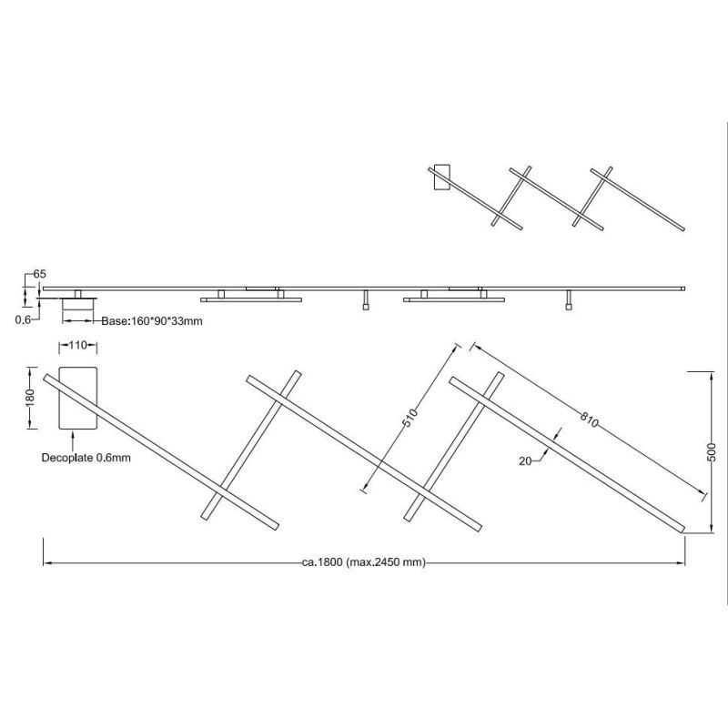 INDIRA PLAFONIERA MODULARE 5 BRACCI LUCE DIRETTA E INDIRETTA A LED DIMMERABILE NICHEL OPACO TRIO LIGHTING - Cristalensi Shop Onl