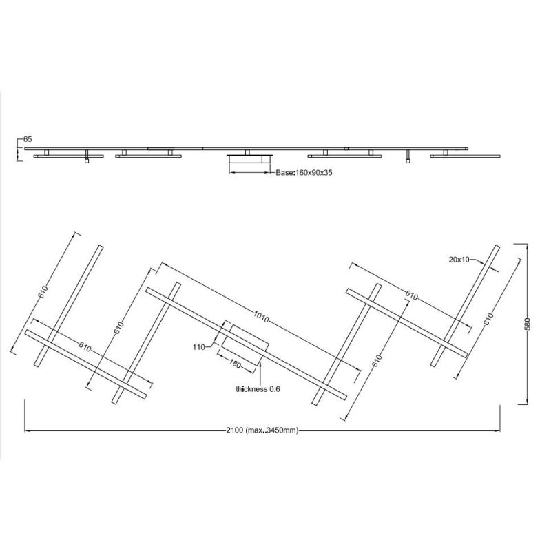 INDIRA PLAFONIERA MODULARE 7 BRACCI LUCE DIRETTA E INDIRETTA A LED DIMMERABILE NICHEL OPACO TRIO LIGHTING - Cristalensi Shop Onl