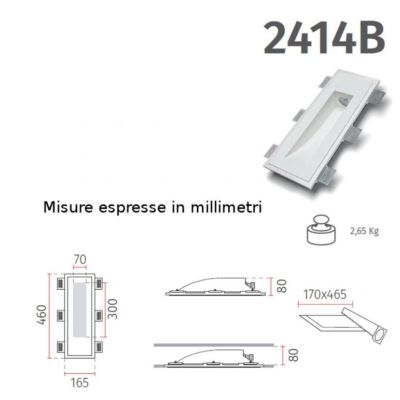 2414B INCASSO IN CRISTALY VERNICIABILE CON LUCE ORIENTATA ATTACCO GU10 MADE IN ITALY 9010 BELFIORE - Cristalensi Shop Online