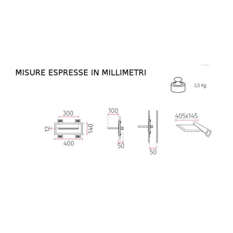 2484A INCASSO CON MENSOLA IN CRISTALY VERNICIABILE LED 5,5W L40 CM MADE IN ITALY 9010 BELFIORE - Cristalensi Shop Online