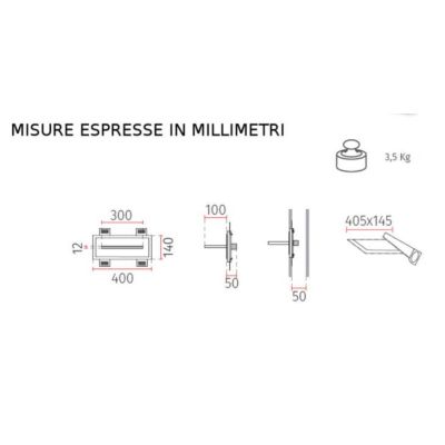 2484A INCASSO CON MENSOLA IN CRISTALY VERNICIABILE LED 5,5W L40 CM MADE IN ITALY 9010 BELFIORE - Cristalensi Shop Online