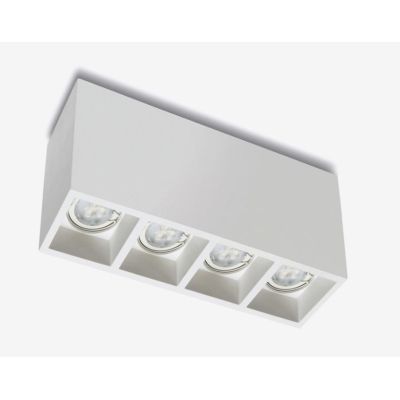 8943D PLAFONIERA MODERNA IN CRISTALY VERNICIABILE CON 4 FARETTI GU10 MADE IN ITALY 9010 BELFIORE - Cristalensi Shop Online