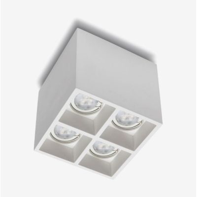 8943O PLAFONIERA CUBO MODERNA IN CRISTALY VERNICIABILE CON 4 FARETTI GU10 MADE IN ITALY 9010 BELFIORE - Cristalensi Shop Online