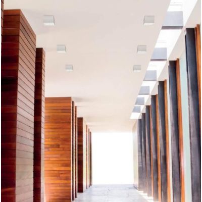 8943O PLAFONIERA CUBO MODERNA IN CRISTALY VERNICIABILE CON 4 FARETTI GU10 MADE IN ITALY 9010 BELFIORE - Cristalensi Shop Online