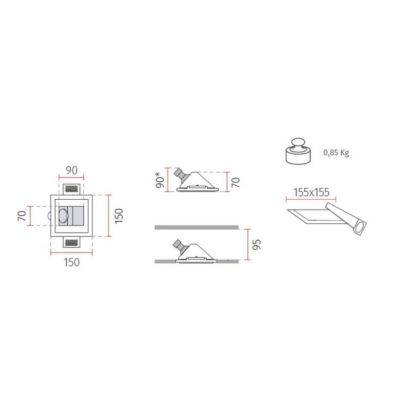 4179 FARETTO DA INCASSO IN CRISTALY VERNICIABILE ATTACCO GU10 LUCE INCLINATA MADE IN ITALY 9010 BELFIORE - Cristalensi Shop Onli